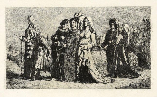 Jean Vandekerkhove, Wedding Procession, Original Etching, 1860-ZCI-898541