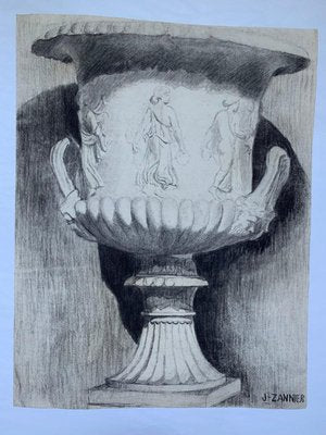 Jean Zannier, Medici Vase, Nantes School of Architecture, 1950, Drawing-QKG-2028729