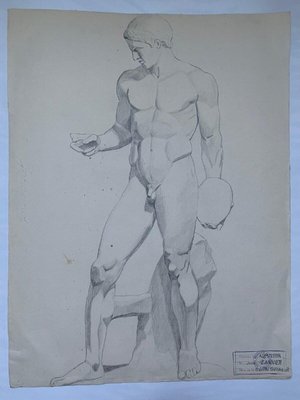 Jean Zannier, Nude from Antique School of Architecture, Nantes, 1950s, Drawing-QKG-2034413