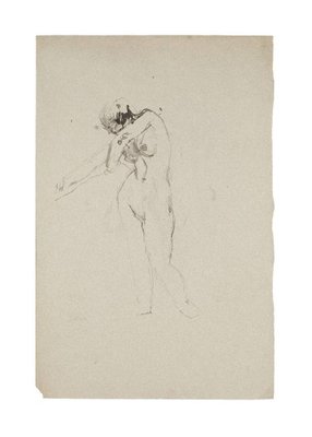 Jeanne Daour, Nude, China Ink and Watercolor, Mid-20th Century-ZCI-852357