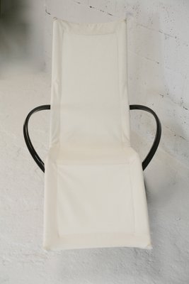 Jetstar Rocking Chair in Brown Lacquered Steel and Cream Canvas by Roger Lecal, France, 1970s-MAO-941798