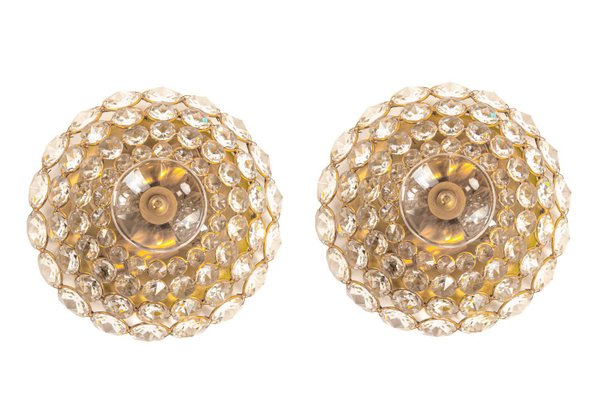 Jewel Crystal & Brass Wall Sconces from Palwa, Germany, 1960, Set of 2-DEK-1178909