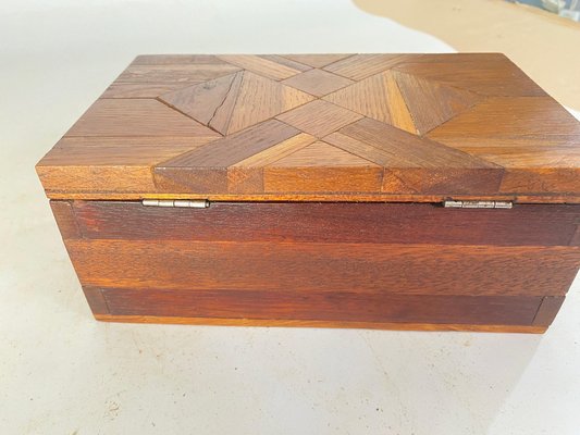 Jewelry Box in Wood with Geometrical Inlays, France, 1970s-UR-1723411