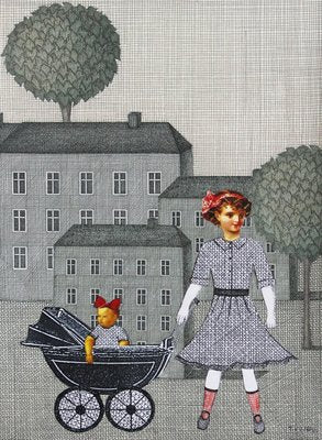 Joanna Wiszniewska Domańska, Paper Town - Girl with a Stroller, 2017-XHG-930605