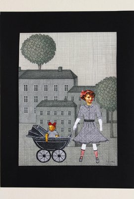 Joanna Wiszniewska Domańska, Paper Town - Girl with a Stroller, 2017-XHG-930605