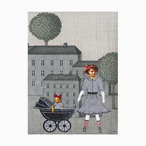 Joanna Wiszniewska Domańska, Paper Town - Girl with a Stroller, 2017-XHG-930605