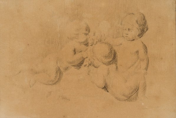 Johann Heinrich Tischbein, Three Putti, Figure Study, 18th-Century, Charcoal-OJR-1273481