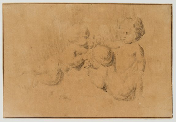 Johann Heinrich Tischbein, Three Putti, Figure Study, 18th-Century, Charcoal-OJR-1273481