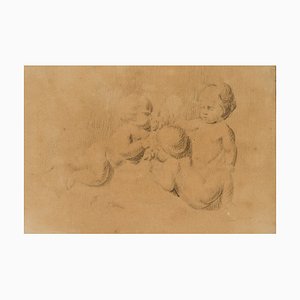 Johann Heinrich Tischbein, Three Putti, Figure Study, 18th-Century, Charcoal-OJR-1273481