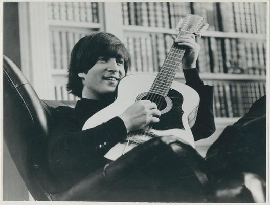 John Lennon with Guitar, 1970s, Black and White Photograph-DYV-1310172