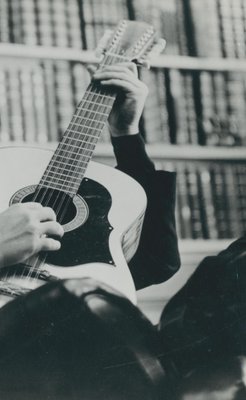 John Lennon with Guitar, 1970s, Black and White Photograph-DYV-1310172