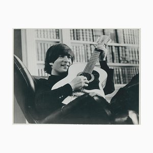 John Lennon with Guitar, 1970s, Black and White Photograph-DYV-1310172