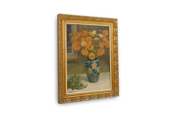 Jos Pas, Baroque Vase with Flowers, 1944, Oil on Canvas-YSY-2034751