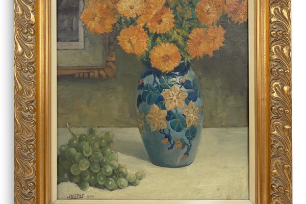 Jos Pas, Baroque Vase with Flowers, 1944, Oil on Canvas-YSY-2034751