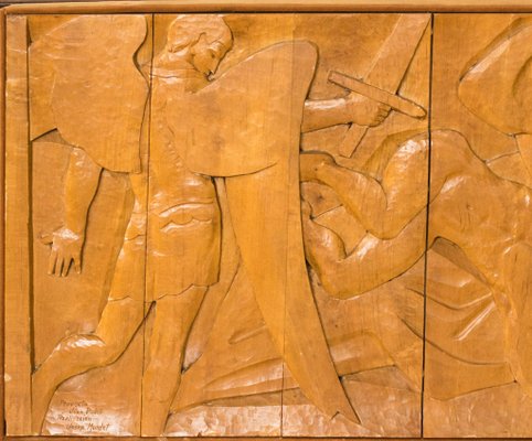 Josep Mundet and Joan Palet, 20th Century, Carved Wood Panel-AOI-1106787