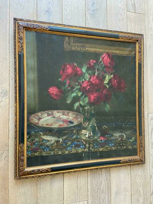 Joseph De Belder, Still Life with Roses and Chinoiserie, Oil on Canvas, Framed-DWL-1347169