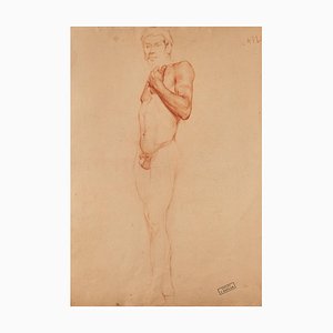 Joseph Kaplan, Nude, Sanguine on Paper, 1940s-ZCI-852367