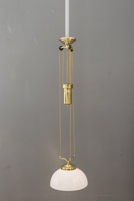 Jugendstil Adjustable Chandelier with White Opaline Glass, 1900s-SPD-733417