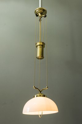 Jugendstil Adjustable Chandelier with White Opaline Glass, 1900s-SPD-733417