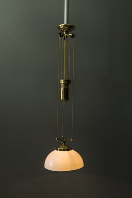 Jugendstil Adjustable Chandelier with White Opaline Glass, 1900s-SPD-733417