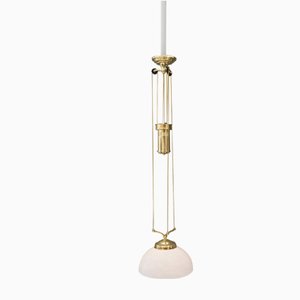 Jugendstil Adjustable Chandelier with White Opaline Glass, 1900s-SPD-733417