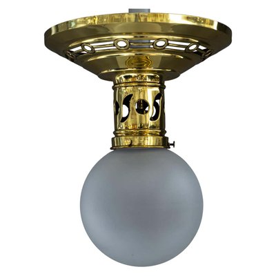 Jugendstil Ceiling Lamp with Original Opaline Glass Shade, 1900s-SPD-1085144