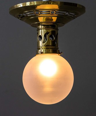 Jugendstil Ceiling Lamp with Original Opaline Glass Shade, 1900s-SPD-1085144