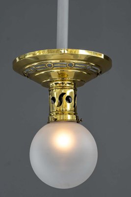 Jugendstil Ceiling Lamp with Original Opaline Glass Shade, 1900s-SPD-1085144