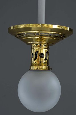 Jugendstil Ceiling Lamp with Original Opaline Glass Shade, 1900s-SPD-1085144