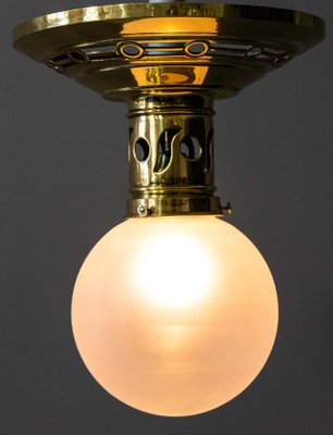 Jugendstil Ceiling Lamp with Original Opaline Glass Shade, 1900s-SPD-1085144