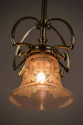 Jugendstil Pendant Lamp with Original Glass Shade, Circa 1908-SPD-899714