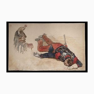 Jules Cornillier, Dead Soldier, Original Drawing, 19th Century-ZCI-1162761