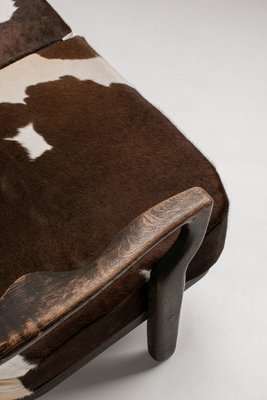 Juliette Sofa in Stained Oak and Cowhide by Guillerme Et Chambron for Votre Maison, 1950s-KWC-1425244