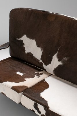 Juliette Sofa in Stained Oak and Cowhide by Guillerme Et Chambron for Votre Maison, 1950s-KWC-1425244