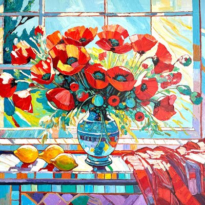 K. Husslein, Dancing Poppies, Oil on Canvas-MDB-2026498