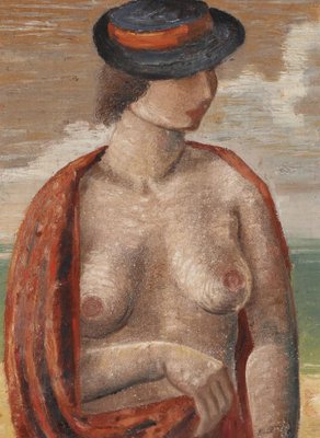 Kai Trier, Lady with a Hat, Oil on Canvas-MTD-1769492