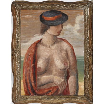 Kai Trier, Lady with a Hat, Oil on Canvas-MTD-1769492