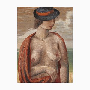 Kai Trier, Lady with a Hat, Oil on Canvas-MTD-1769492