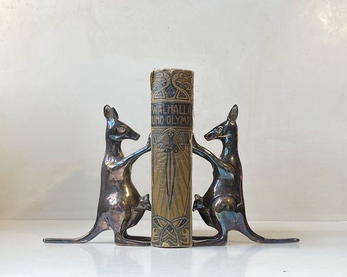 Kangaroo Bookends in Silver Plated Brass, 1970s, Set of 2-LCR-1706008