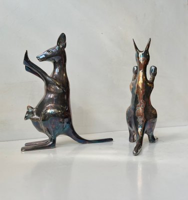 Kangaroo Bookends in Silver Plated Brass, 1970s, Set of 2-LCR-1706008