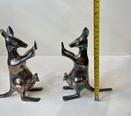 Kangaroo Bookends in Silver Plated Brass, 1970s, Set of 2-LCR-1706008