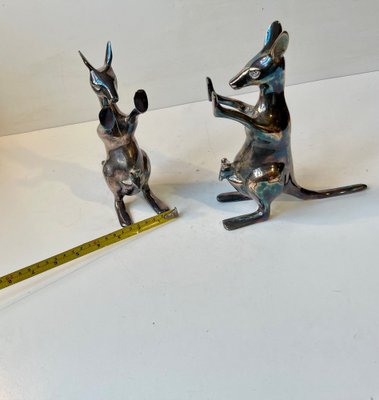 Kangaroo Bookends in Silver Plated Brass, 1970s, Set of 2-LCR-1706008