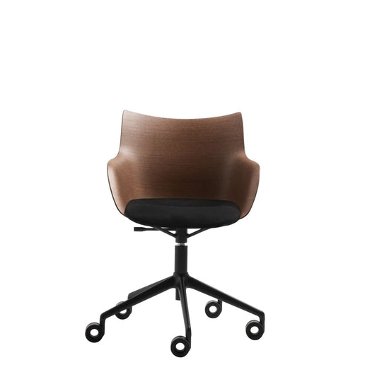 Q/Wood Office Chair by Kartell #Black/Dark Wood with Black Upholstery