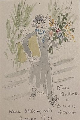 Katerina Wilczynski, Flower Shop, 1934, Drawing and Watercolor-ZCI-829432