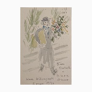 Katerina Wilczynski, Flower Shop, 1934, Drawing and Watercolor-ZCI-829432