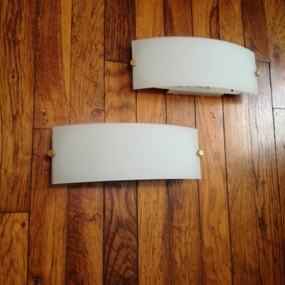 Keria Sconces in Frosted Glass and Metal, 1990s, Set of 2-NTQ-1718450