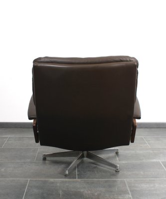 King Chair in Brown Leather by André Vandenbeuck for Strässle, 1960s-IV-1768305