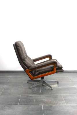 King Chair in Brown Leather by André Vandenbeuck for Strässle, 1960s-IV-1768305