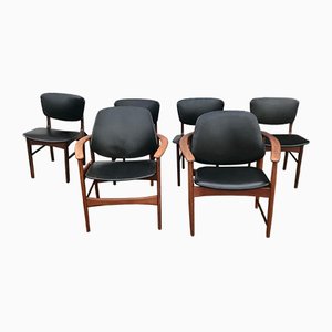 King & Queen Dining Chairs in Teak by Arne Hovmand-Olsen for Jutex, 1950s, Set of 6-LCR-694904