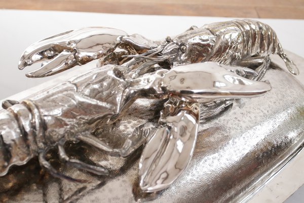 King Size Lobsters Dish in Silver-Plating by Franco Lapini, 1970s-XQB-1813426